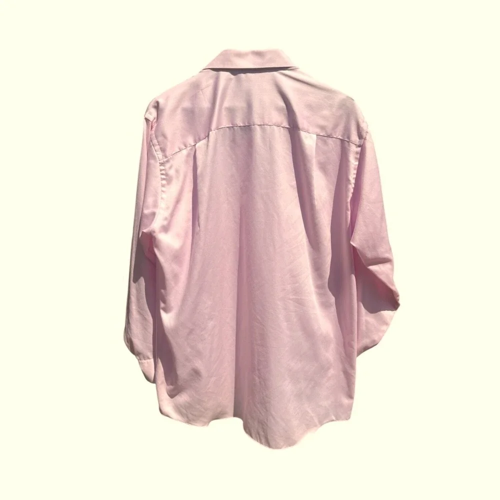 Dress Shirt Mens XL 17 34/35 Pink Sateen Wrinkle Free Long Sleeve GOOD CONDITION